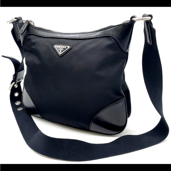 🥳Prada Tessuto Black Nylon/ Leather Shoulder/Crossbody Bag - Picture 2 of 16